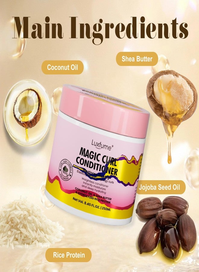 Luxfume Magic Curl Conditioner | Restores Fluidity & Elasticity for Curly Hair | Deeply Hydrates & Moisturizes, Curly Hair Conditioner with Coconut Oil, Shea Butter & Rice Protein, 8.45 oz - Image 2